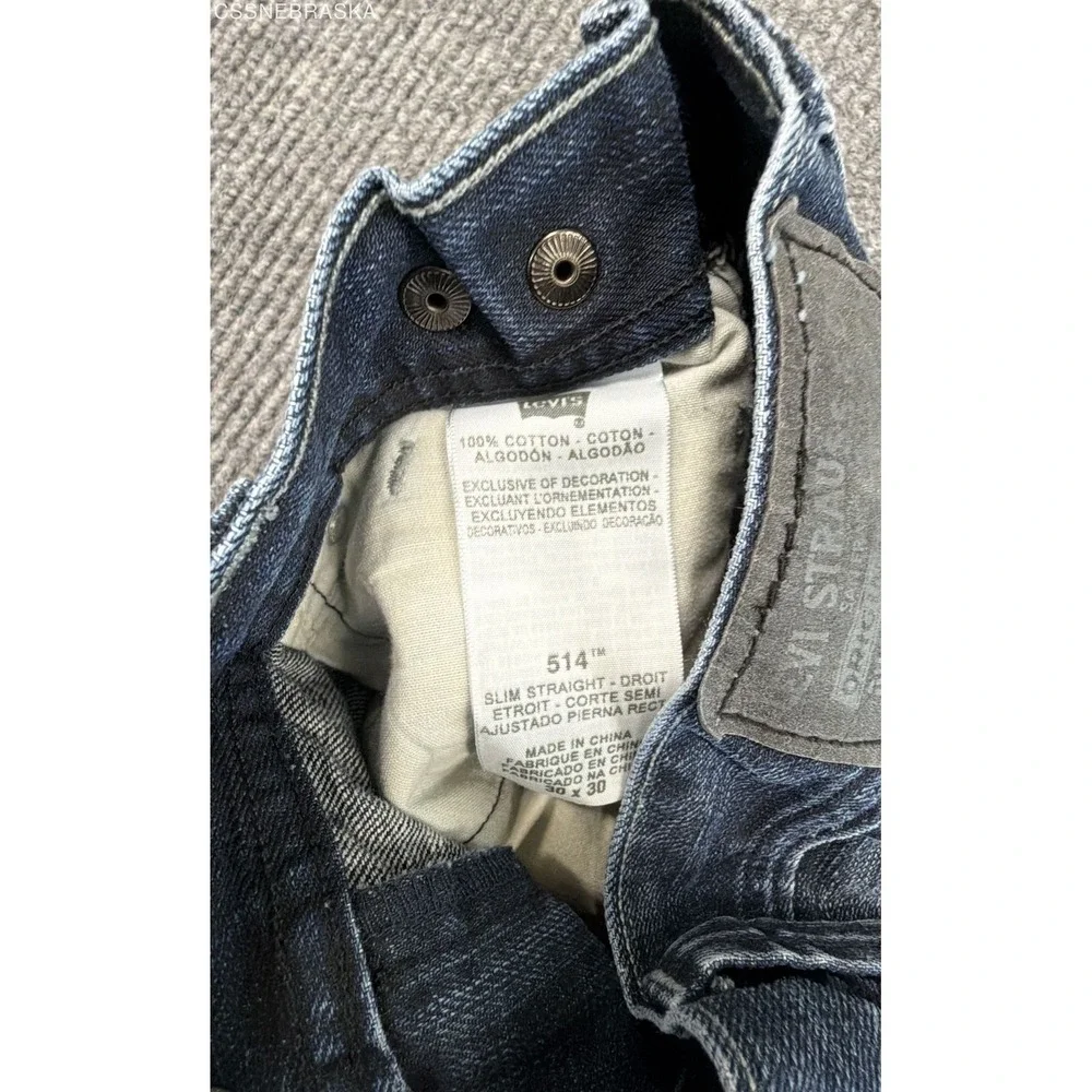 Levi's Men's 514 Slim Straight Jeans Blue Dark Wash Faded Size 30x30